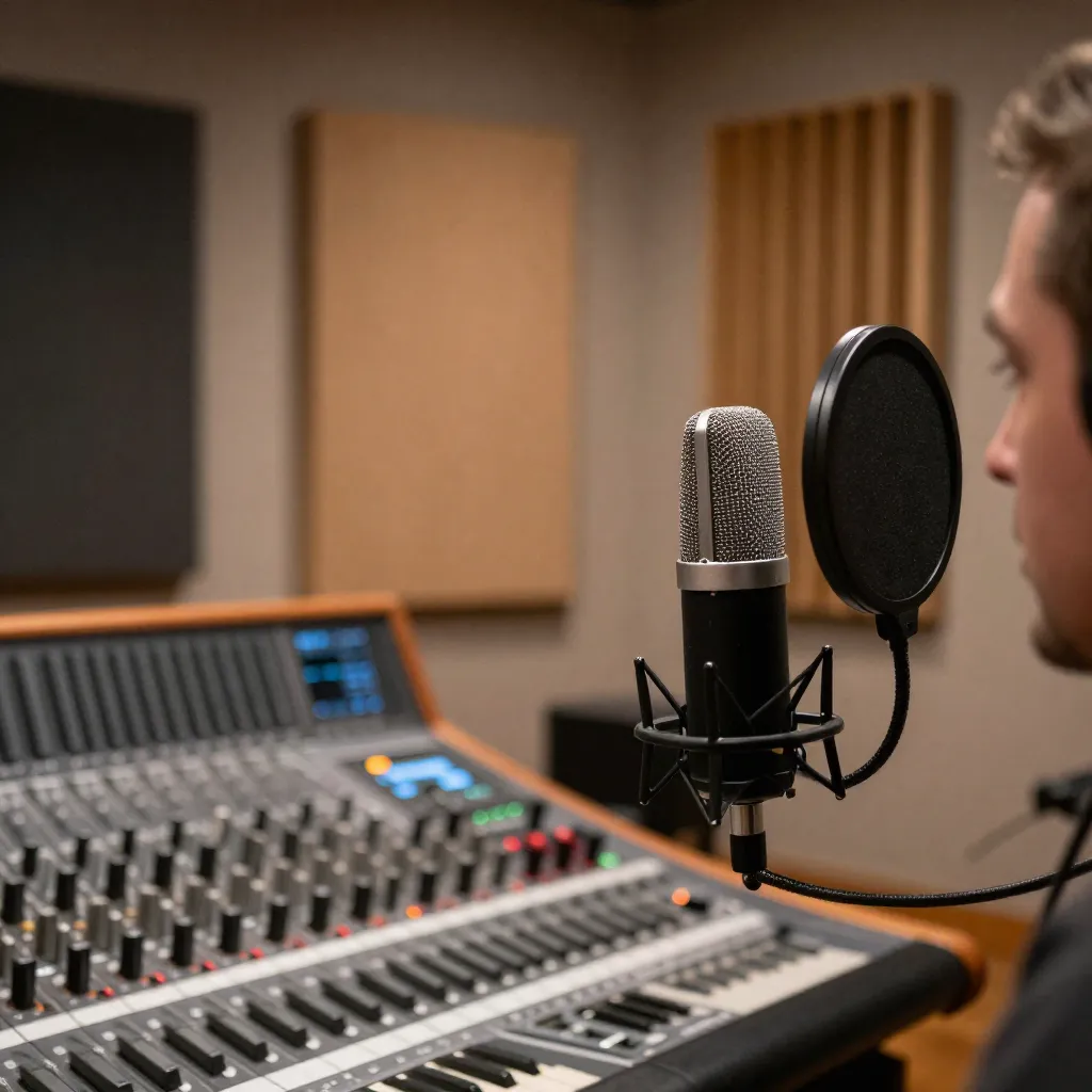 Audio mixing console with processing controls and faders